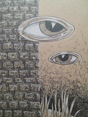 Larger/Small drawing 53 by steve newton, Drawing, Pen on Paper