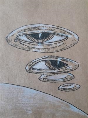 Larger/Small drawing 60 by steve newton, Drawing, Pen on Paper