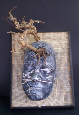 mixed thoughts II by steve newton, Sculpture, mixed media, papier mache,